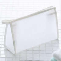 Custom Pvc Mini Transparent Mesh Wash Toiletry Bag Zipper White Mesh Cosmetic Bag With Logo