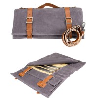 Portable Canvas Knife Roll Bag Chef Knife Bag with 9 Knife Slots