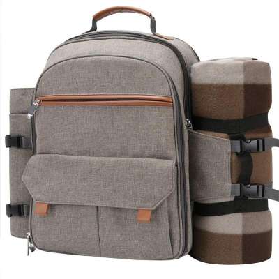 Picnic Backpack For 4 With Blanket