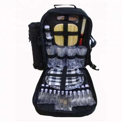 Video Show Picnic bag set Cooler Compartment with Blanket Picnic Backpacks for 4